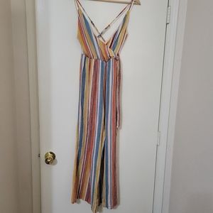 Again Jumpsuit Spaghetti Straps Multicolored Striped